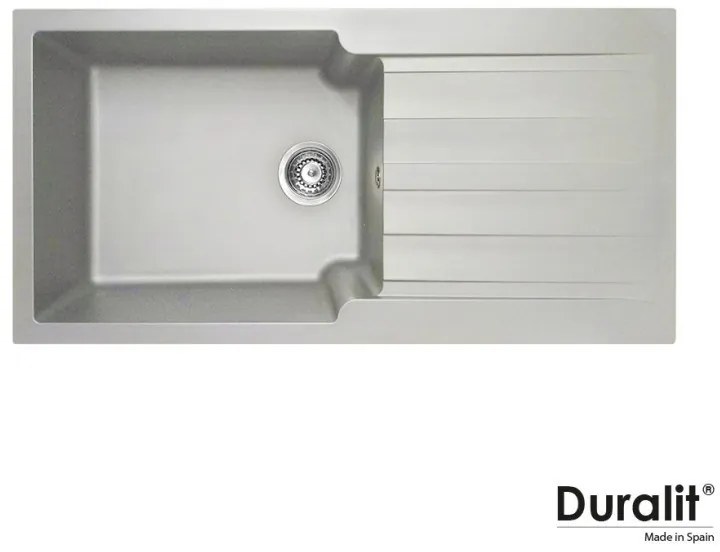 Duralit KS105 Gris Platinum Ένθετος Συνθετικός Νεροχύτης Αντιστρεφόμενος Με 1 Γούρνα και Ποδιά 100x50 cm 105-KS105-430