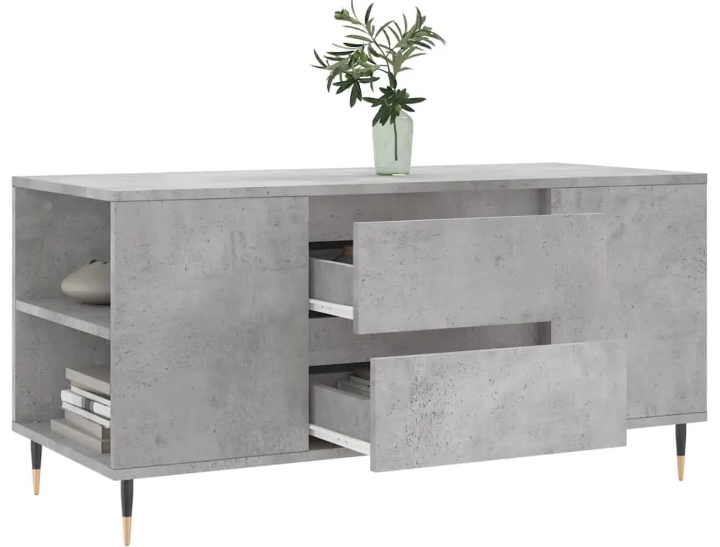 vidaXL Τραπεζάκι Σαλονιού Γκρι Σκυροδεμ. 102x44,5x50 εκ. Επεξεργ. Ξύλο