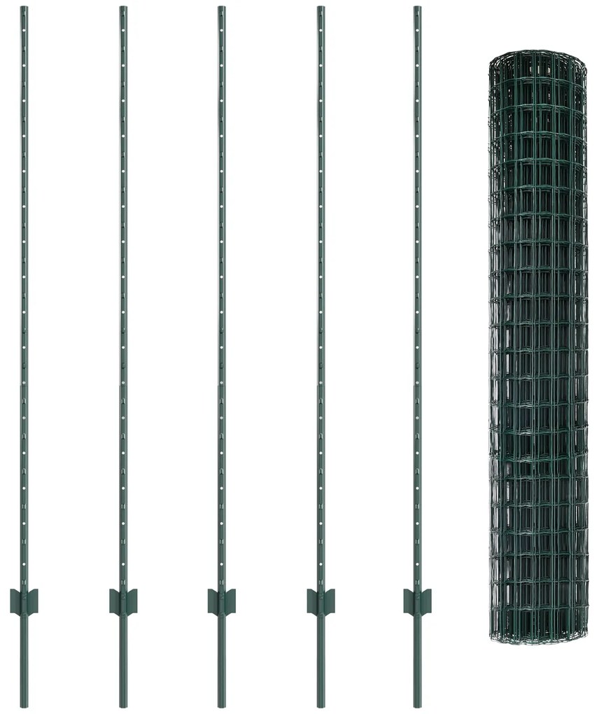 vidaXL Euro Fence με 5 U Posts Πράσινο 1.6x10 μ Χάλυβας