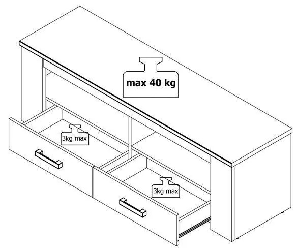 Έπιπλο TV Kent 150 Γκρί Δρύς - Λευκός Δρύς 151x43x49 εκ. 151x43x49 εκ.