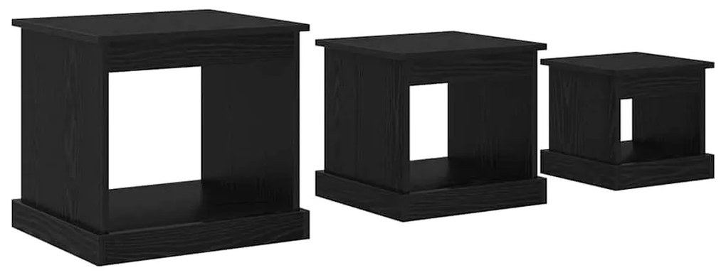 vidaXL Τραπεζάκι σαλονιού 3 pcs Μαύρη Οξυά Επεξεργασμένο ξύλο