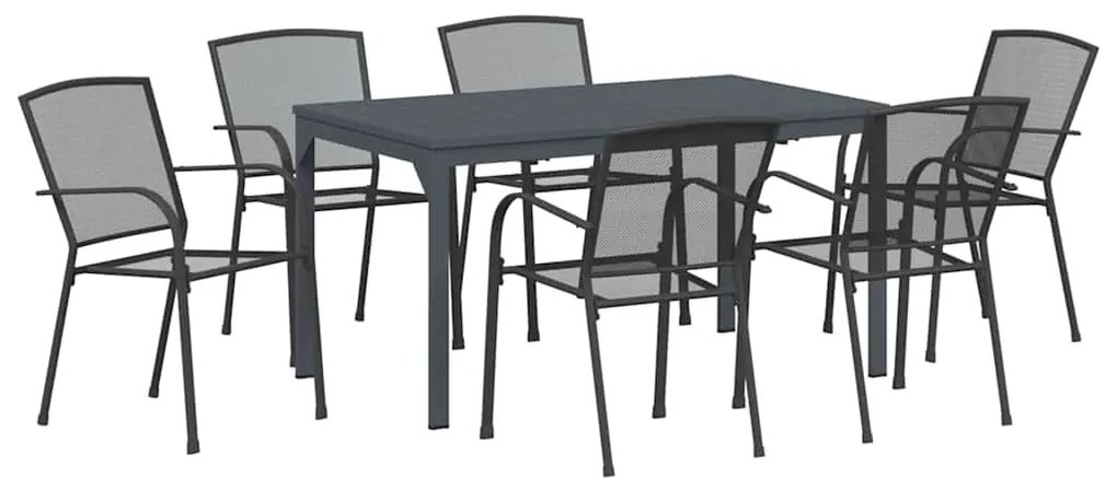 vidaXL Σέτ φαγητού για κήπο 7 pcs Ανθρακί Ατσάλι με Πούδρα