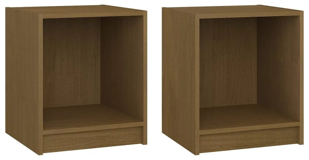 vidaXL Κομοδίνα 2 τεμ. Καφέ Μελί 35,5x33,5x41,5 εκ. Μασίφ Ξύλο Πεύκου