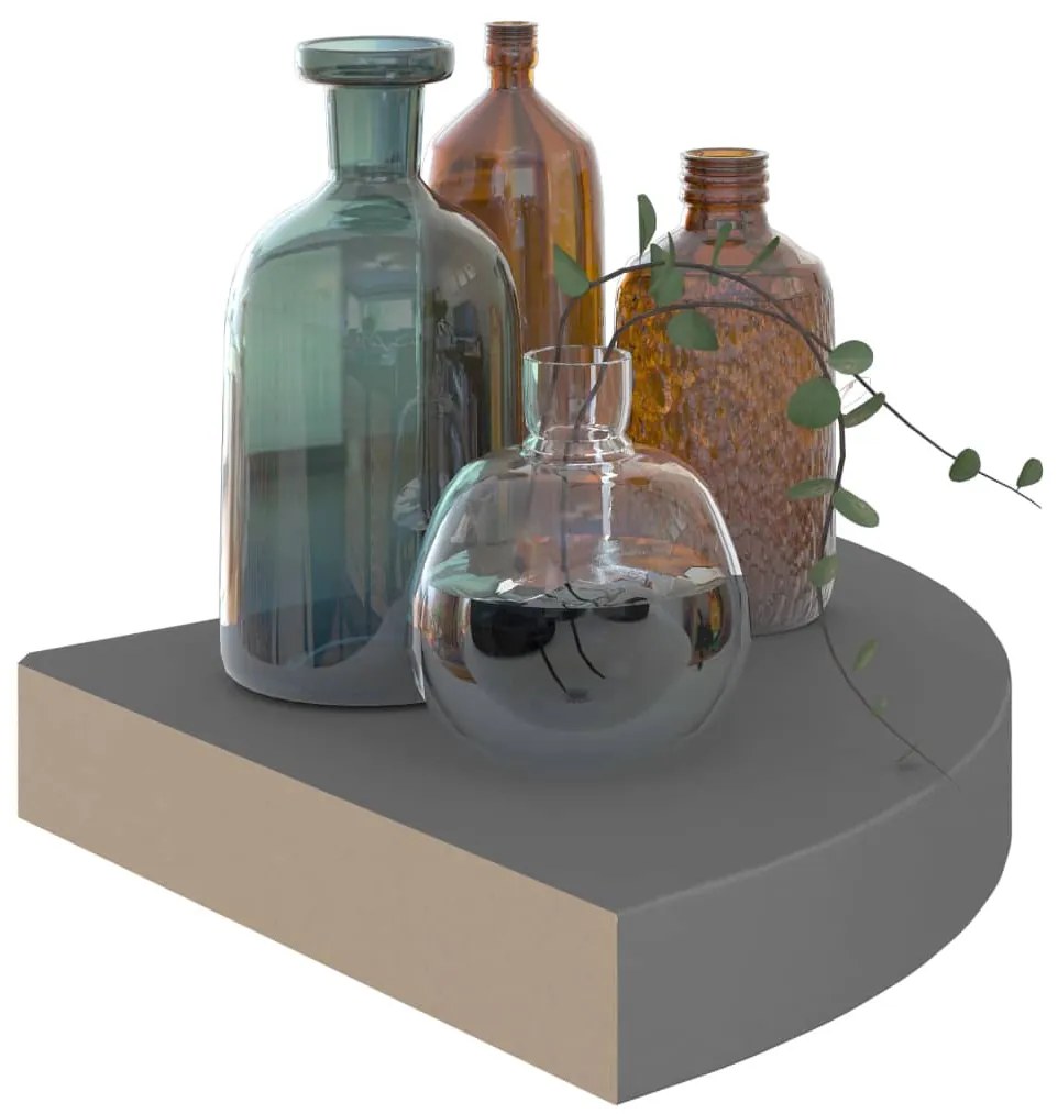 vidaXL Ράφια Τοίχου Γωνιακά 4 Τεμ. Γυαλιστερό Γκρι 25x25x3,8εκ. MDF