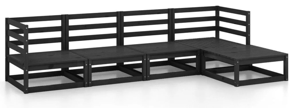 vidaXL Σαλόνι Κήπου Σετ 5 Τεμαχίων Μαύρο από Μασίφ Ξύλο Πεύκου