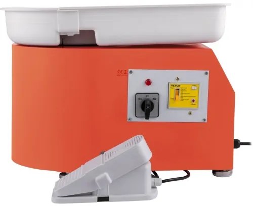 VEVOR Pottery Wheel 11in 0-300 RPM Ceramic Wheel, 350W Adjustable Speed Forming Machine with Sculpting Tools and Apron, Detachable Basin Foot Pedal Control for Art Craft Work and Home DIY Orange