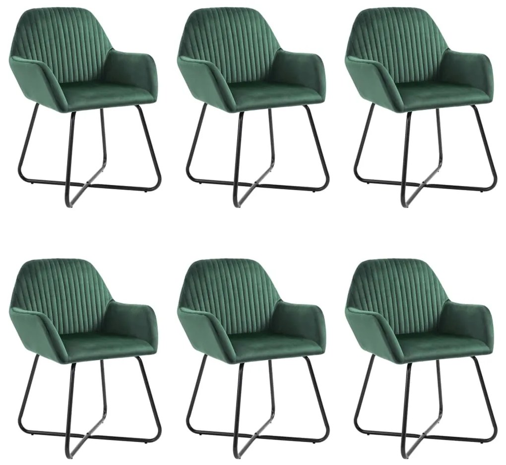 vidaXL Καρέκλες Τραπεζαρίας 6 τεμ. Πράσινες Βελούδινες