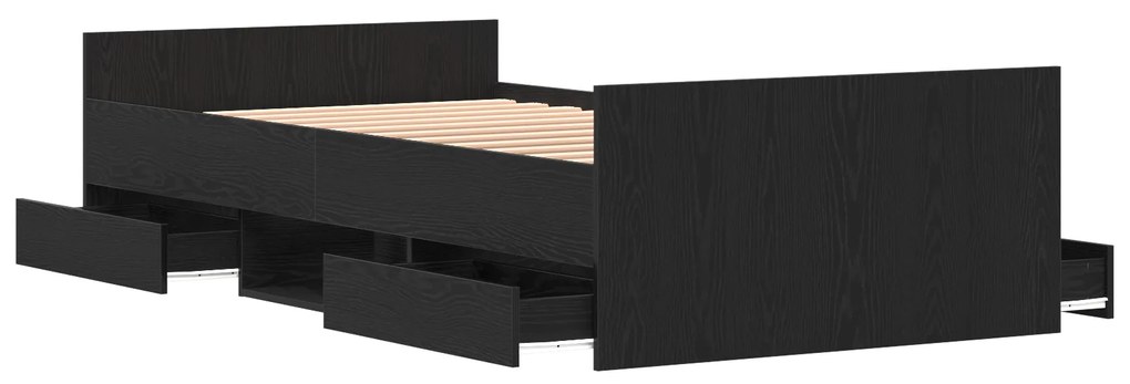 vidaXL Κρεβάτι χωρίς Στρώμα Μαύρο Δρυς 90x200 εκ Επεξεργασμένο Ξύλο