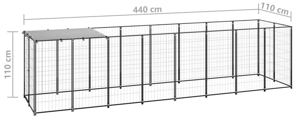 vidaXL Σπιτάκι Σκύλου Μαύρο 4,84 m² Ατσάλινο