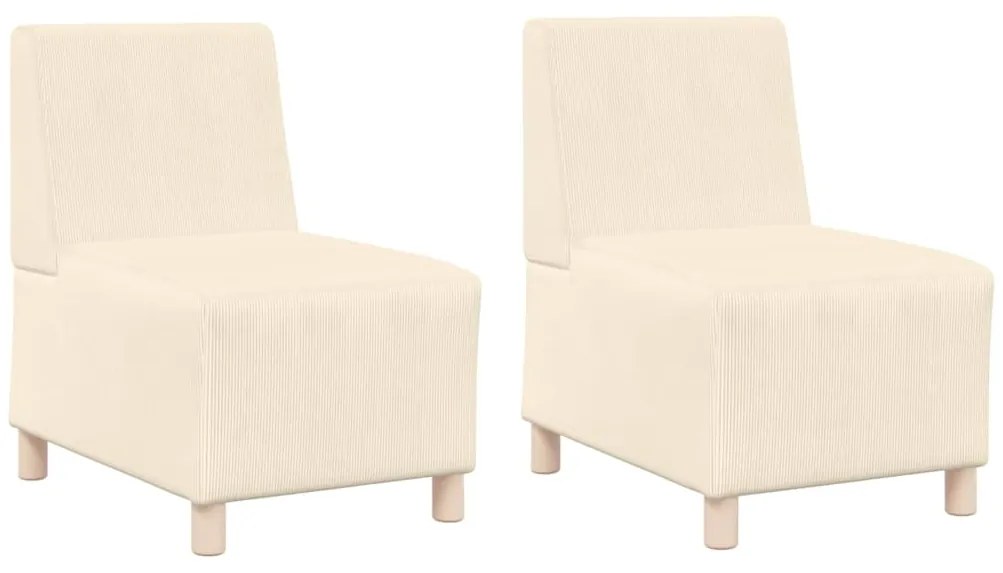 vidaXL Μοναδικός Καναπές χωρίς Χερούλια 2 pcs Κρεμ 55 x 74 x 82 εκ.