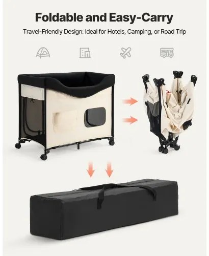 VEVOR Elevated Lounge Pet Bed Foldable Bunk Dog Bed with Wheels &amp; Side Bags XL