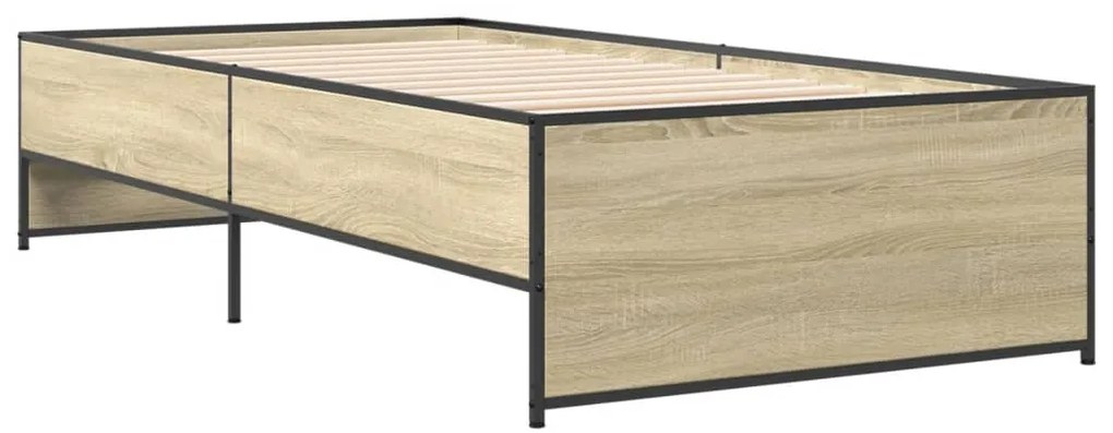 vidaXL Πλαίσιο Κρεβατιού Sonoma Δρυς 100x200 εκ. Επεξ. Ξύλο &amp; Μέταλλο
