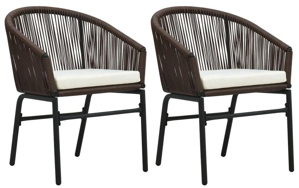Καρέκλες Κήπου 2 τεμ. Καφέ από Ρατάν Πολυαιθυλενίου - Καφέ