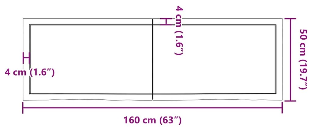 Επιφ Τραπεζιού Αν Καφέ 160x50x(2-4)εκ. Επεξ. Μασίφ Ξύλο Δρυός 3156385