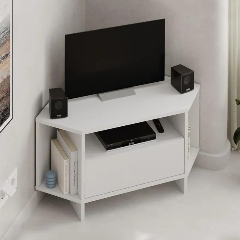 Megapap Έπιπλο Τηλεόρασης Γωνιακό Viva Λευκό 95,7x35,4x45εκ.