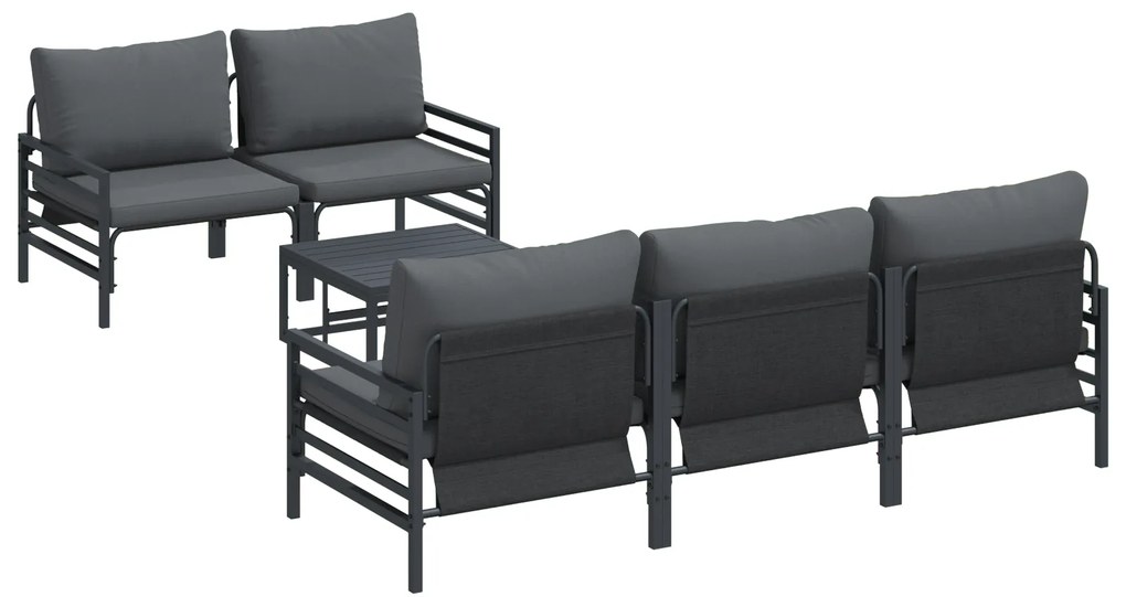 vidaXL Σετ Καναπέ Κήπου με μαξιλάρι 6 pcs Ανθρακί Ατσάλι & ύφασμα
