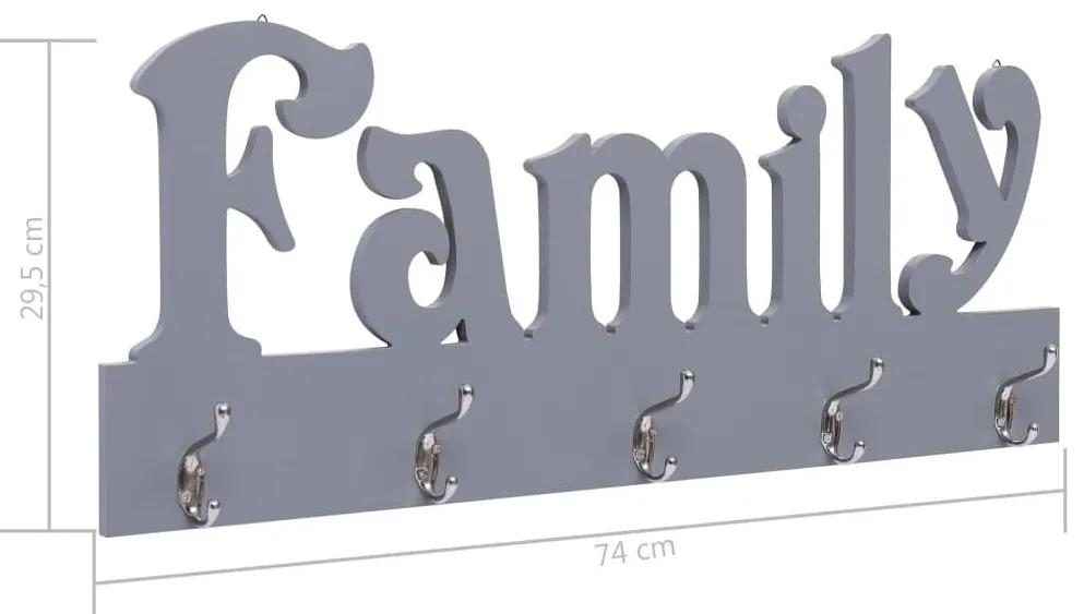 Κρεμάστρα Τοίχου «FAMILY» Γκρι 74 x 29,5  εκ. - Γκρι