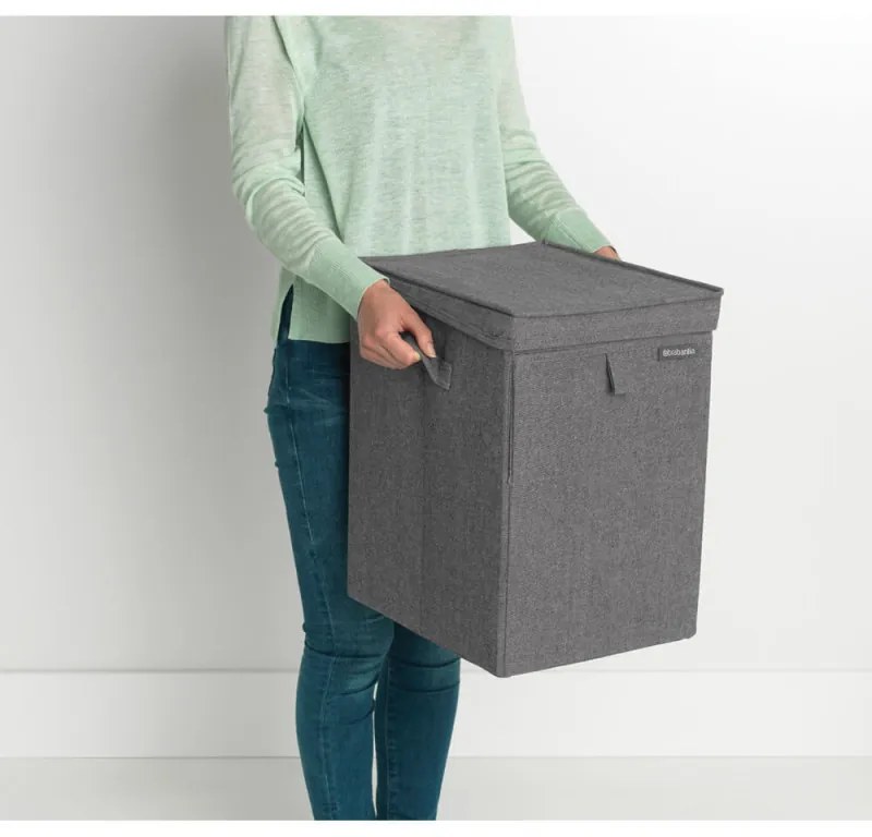 Brabantia Κιβώτιο πλυντηρίου ρούχων 1000828, 35 l, Άνοιγμα μπροστά, Ευρύ καπάκι, Πτυσσόμενο, Μαύρο