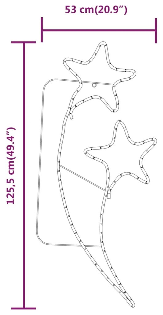 vidaXL Φωτοσωλήνες Αστέρια 4 τεμ. Θερμό Λευκό 125,5 x 53 x 4,5 εκ.