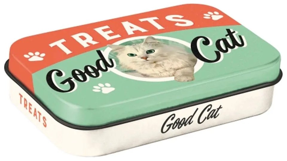 Κουτάκι Αποθήκευσης Λιχουδιών Good Cat Treats 82205 Μεταλλικό 6x10x2cm Green-Orange Nostalgic