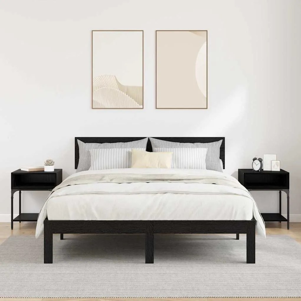 vidaXL Κομοδίνο 2 pcs Μαύρη Οξυά 40 x 40 x 50 cm Επεξεργασμένο ξύλο