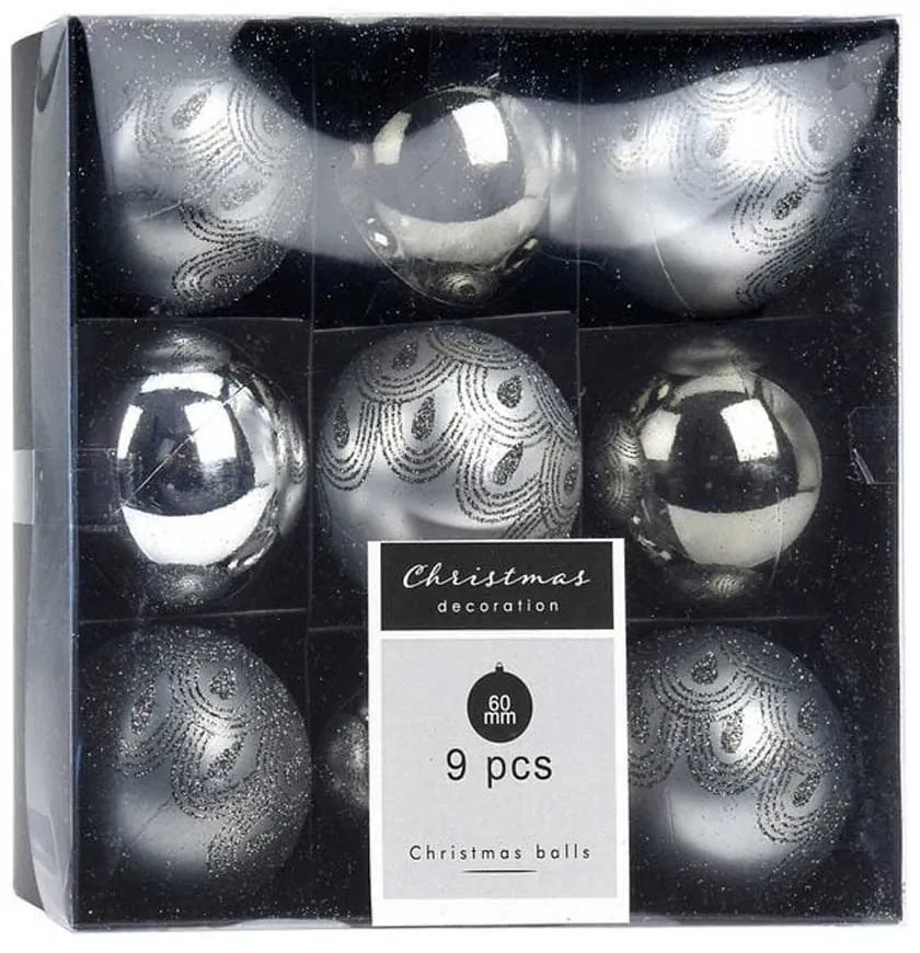 Χριστουγεννιάτικες Μπάλες (Σετ 9τμχ) K-M Silver CAN220510