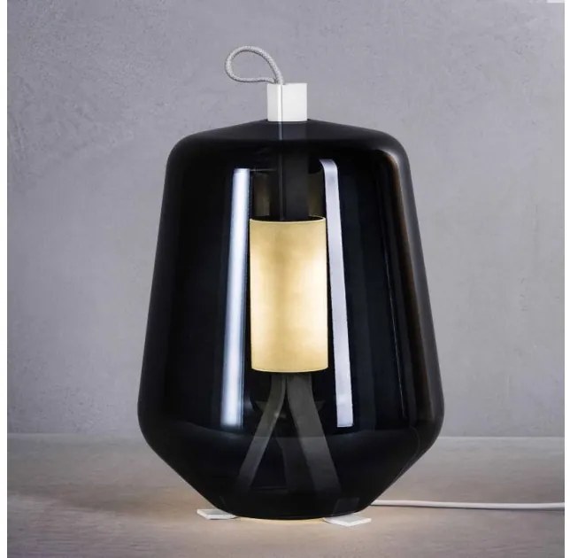Επιτραπέζιο Φωτιστικό LED 8W Dimmer Φυσητό Γυαλί Μέταλλο Μαύρο Luisa T1 Prandina-1C50000113526-Φιμέ/Smoke 1C50000113526