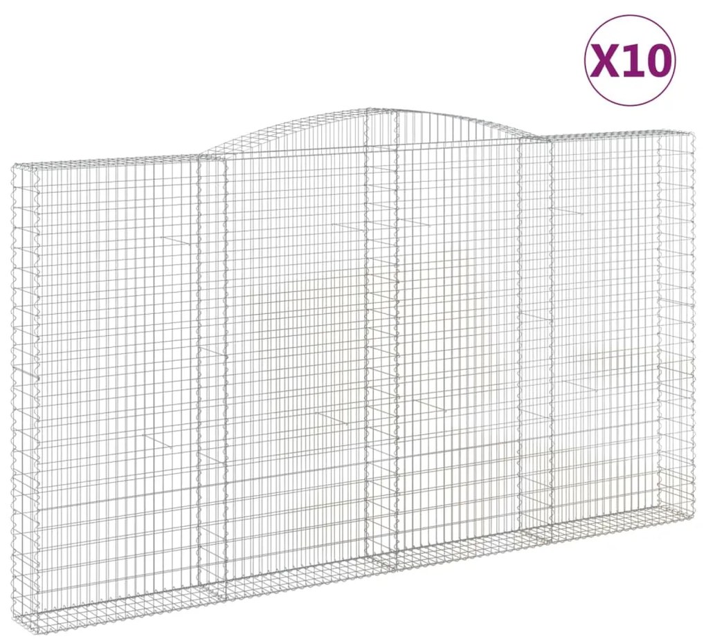 vidaXL Συρματοκιβώτια Τοξωτά 10 τεμ. 400x30x220/240 εκ. Γαλβαν. Ατσάλι