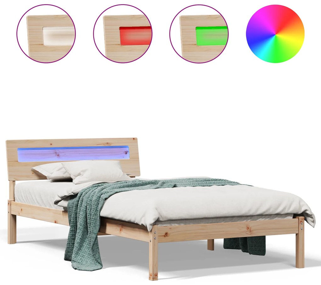 vidaXL Σκελετός Κρεβατιού Καφέ 90 x 200 cm Μασίφ ξύλο πεύκου