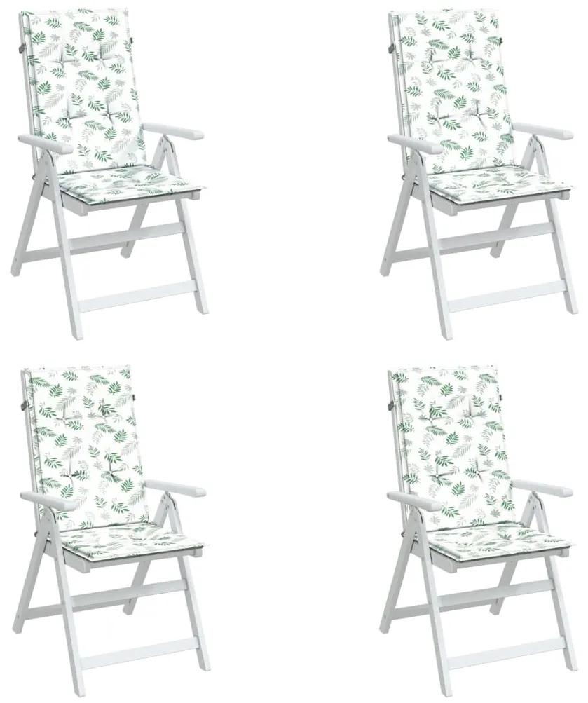 vidaXL Μαξιλάρια Καρέκλας με Ψηλή Πλάτη 4 τεμ Σχέδιο Φύλλων Υφασμάτινα