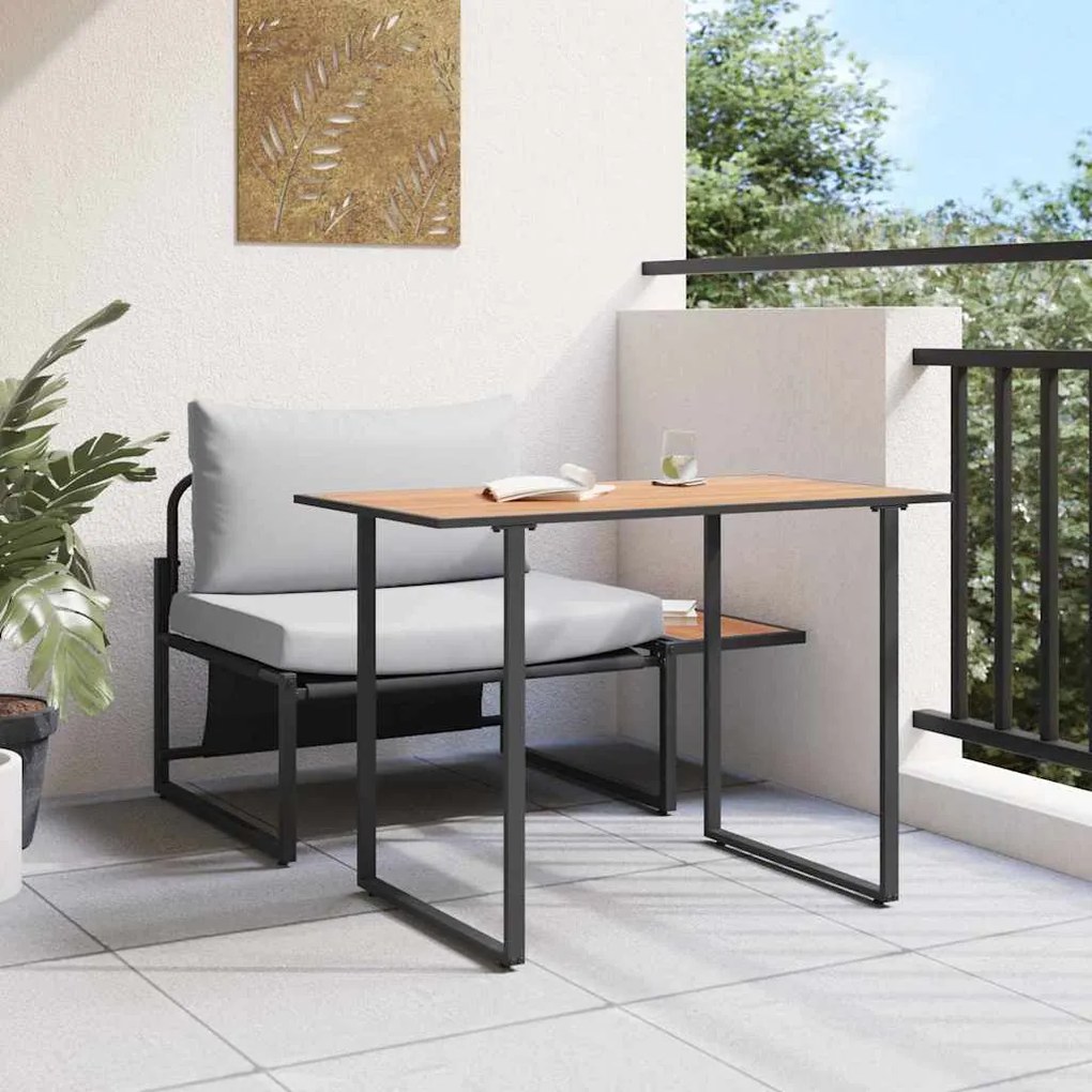 vidaXL Σετ Υπαίθριας Τραπέζης 2 Τεμαχίων για Μοναχική Θέση με Ανοιχτό Γκρι Μαξιλαράκια