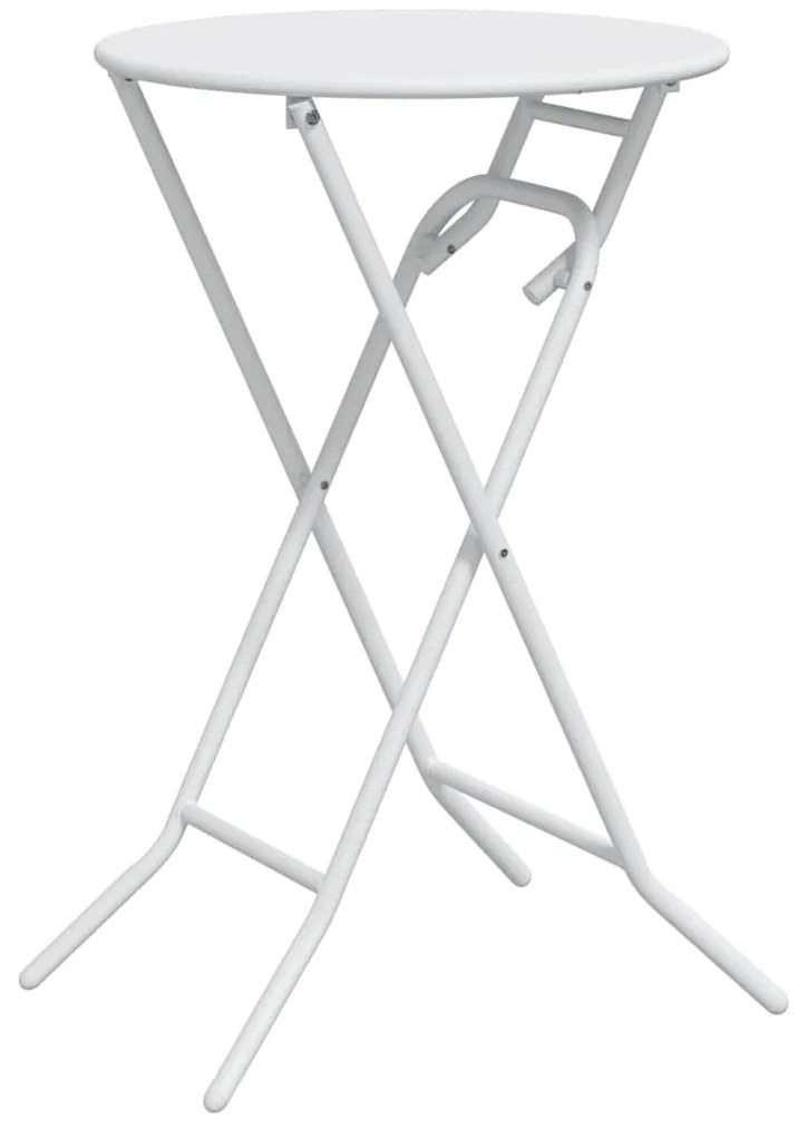 vidaXL Αναδιπλούμενο Τραπέζι Κήπου Λευκό Ø50 x 72 cm Χάλυβας