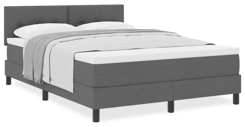 vidaXL Box Spring Κρεβάτι με Στρώμα Σκούρο Γκρι 140x200 cm Ύφασμα
