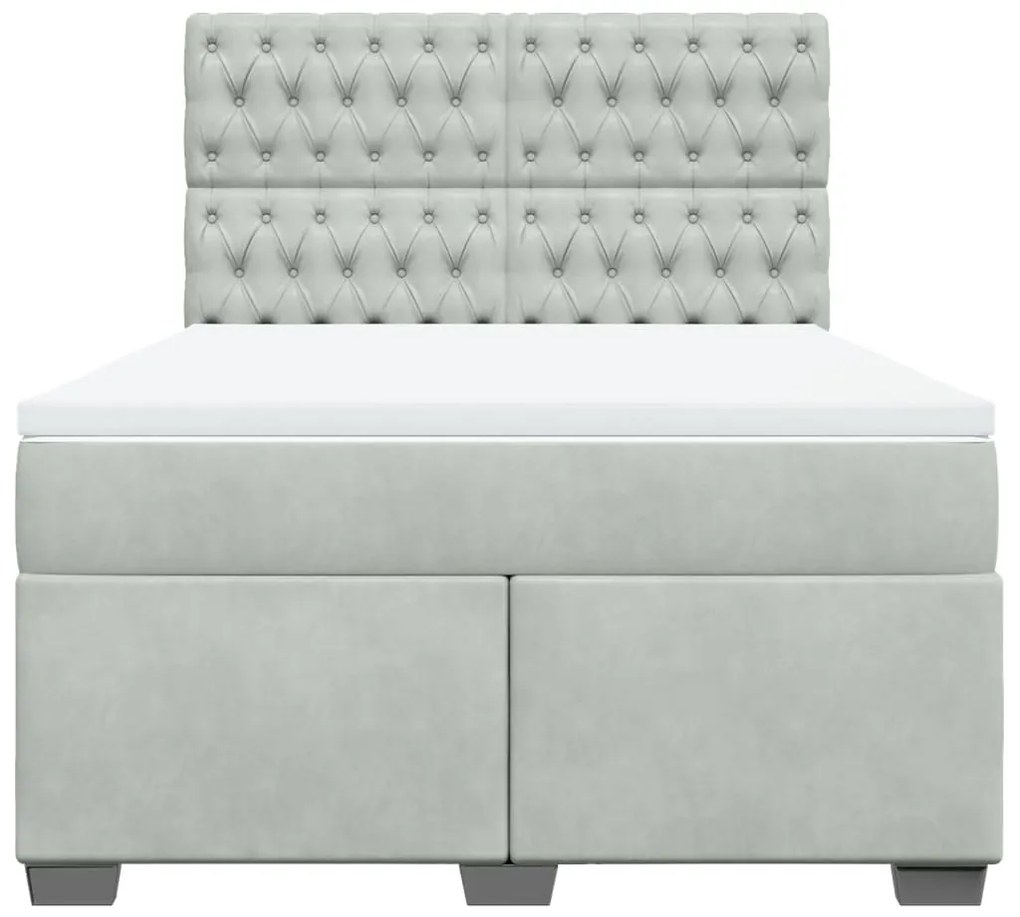 vidaXL Κρεβάτι Boxspring με Στρώμα Ανοιχτό Γκρι 140x190 εκ. Βελούδινο