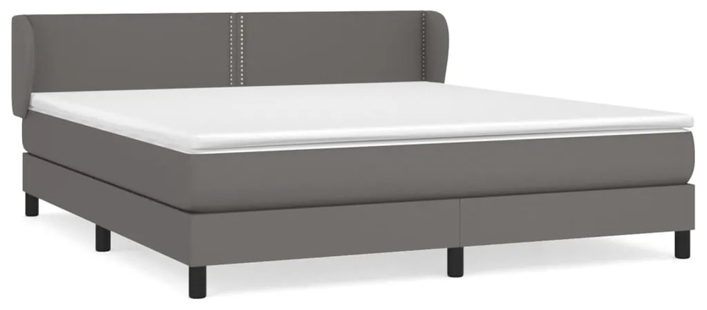 vidaXL Κρεβάτι Boxspring με Στρώμα Γκρι 180x200 εκ. Συνθετικό Δέρμα