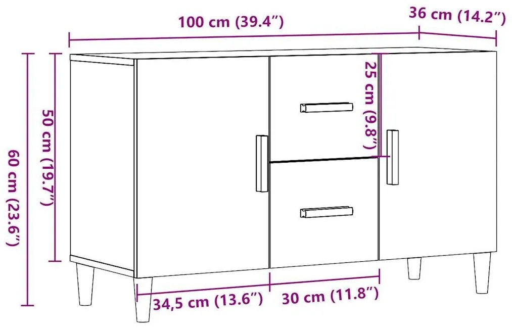 Ντουλάπι Παλαιό Ξύλο 100x36x60 εκ. από Επεξεργασμένο Ξύλο - Καφέ