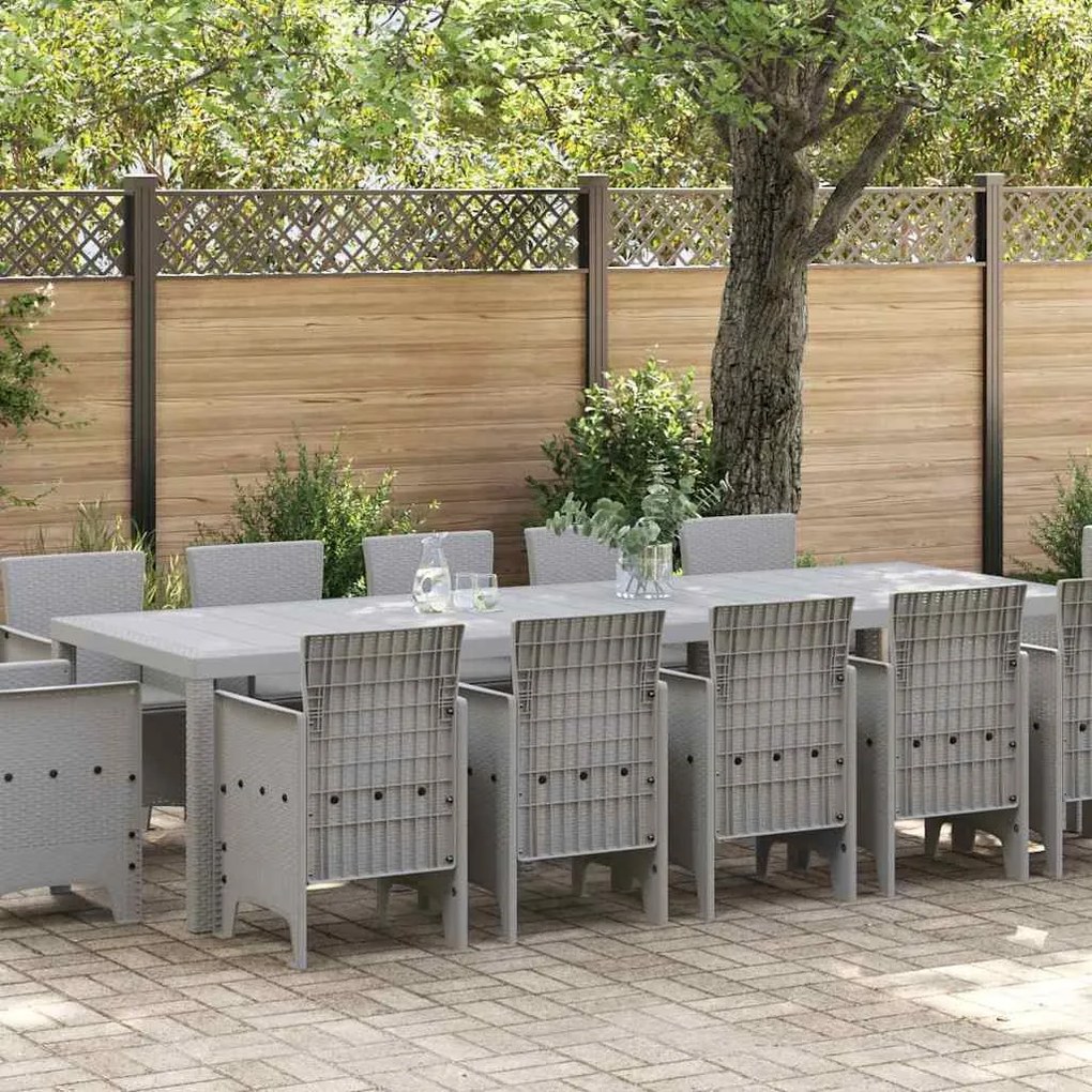 vidaXL Σέτ φαγητού για κήπο 13 pcs Ανοιχτό γκρι 300 x 100 x 73 εκ