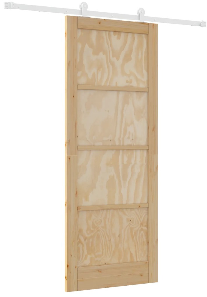 vidaXL Συρόμενη Πόρτα με Σετ Υλικών 83x211 cm Συμπαγές Ξύλο Πεύκου