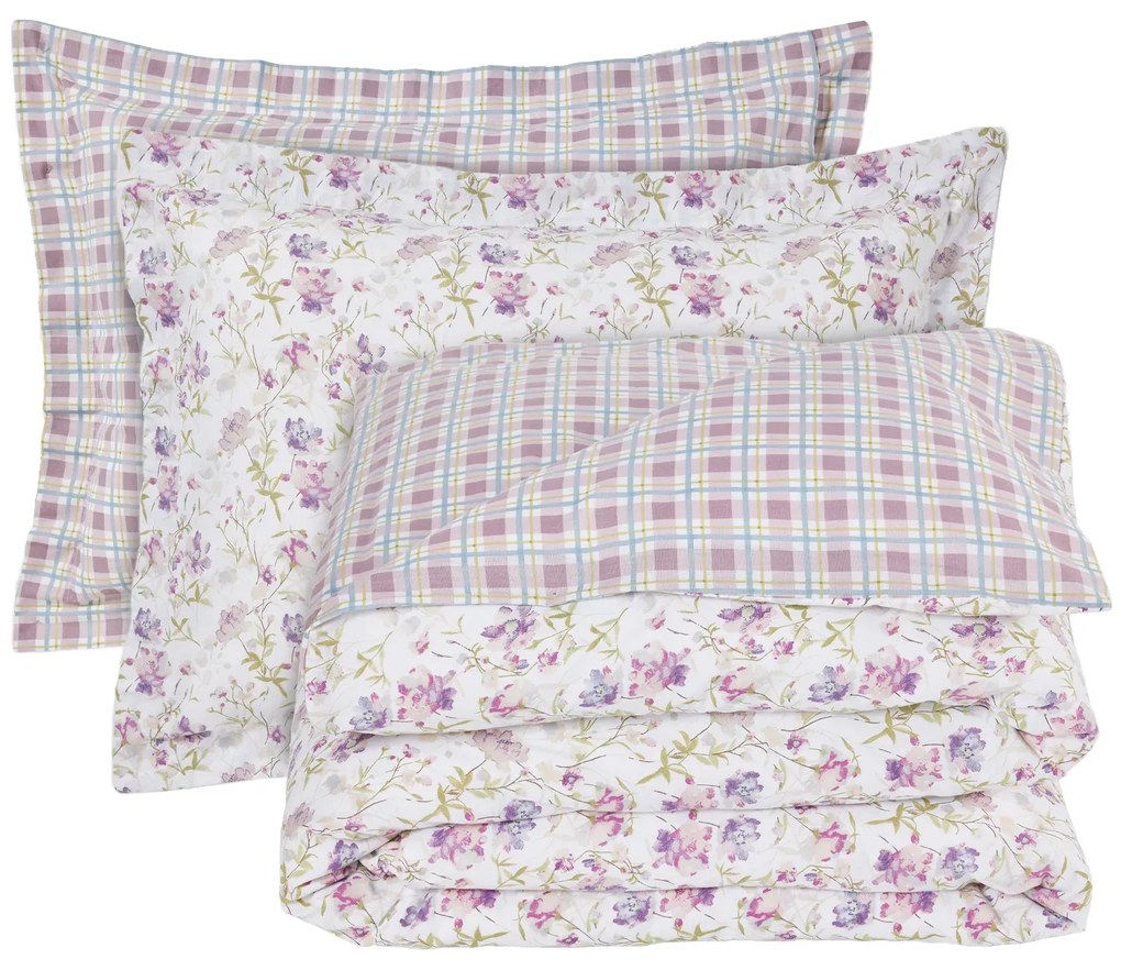 DAS HOME ΣΕΤ ΣΕΝΤΟΝΙΑ ΥΠΕΡΔΙΠΛΑ HAPPY 9675 IVORY, LILAC