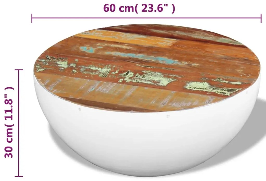vidaXL Τραπεζάκι Σαλονιού Ημισφαιρικό 60x60x30 εκ. Ανακυκλωμένο Ξύλο