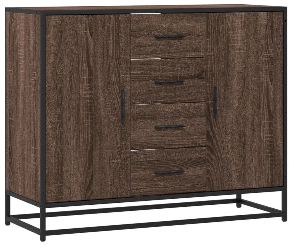 vidaXL Sideboard καφέ δρυς 92x35x76 cm Ξύλινο μηχανουργικό ξύλο