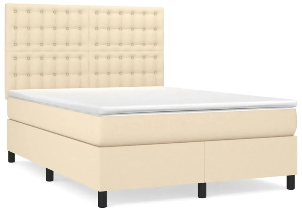 ΚΡΕΒΑΤΙ BOXSPRING ΜΕ ΣΤΡΩΜΑ ΚΡΕΜ 140X190 ΕΚ. ΥΦΑΣΜΑΤΙΝΟ 3142094