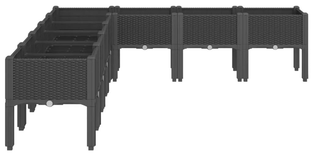 vidaXL Ζαρντινιέρα Κήπου με Πόδια Μαύρη 200x160x42 εκ. Πολυπροπυλένιο