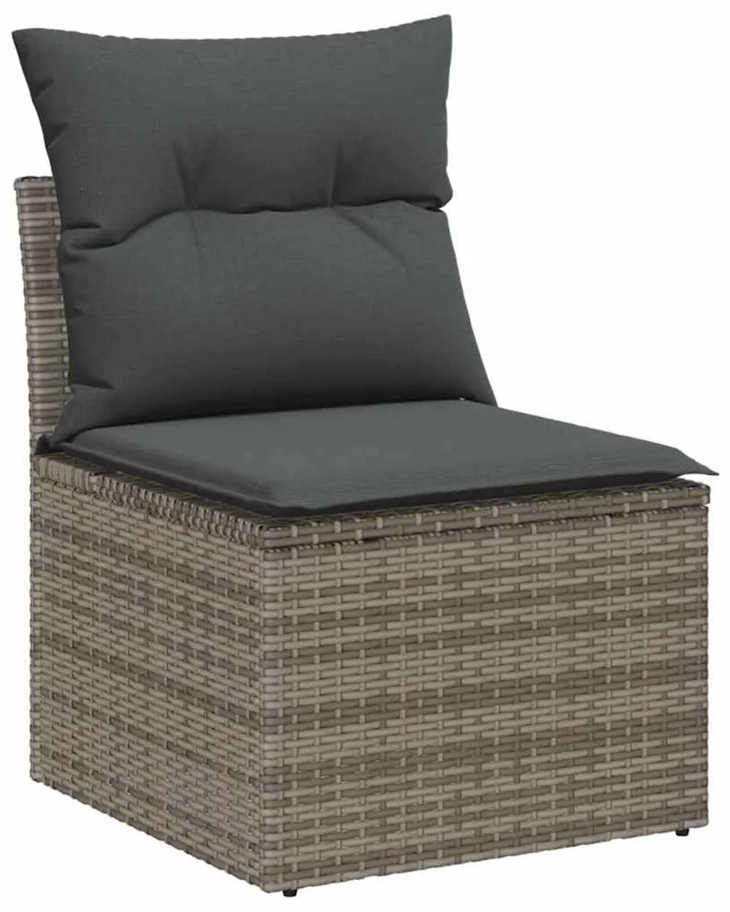 vidaXL Σετ Κήπου 11 Τεμαχίων Με Μαξιλάρια Γκρι Poly Rattan