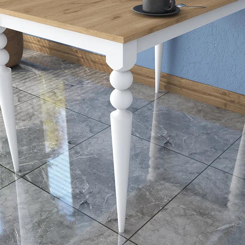 Τραπέζι Rosette pakoworld φυσικό-λευκό 120x70x73.8εκ - Μελαμίνη - 182-000057