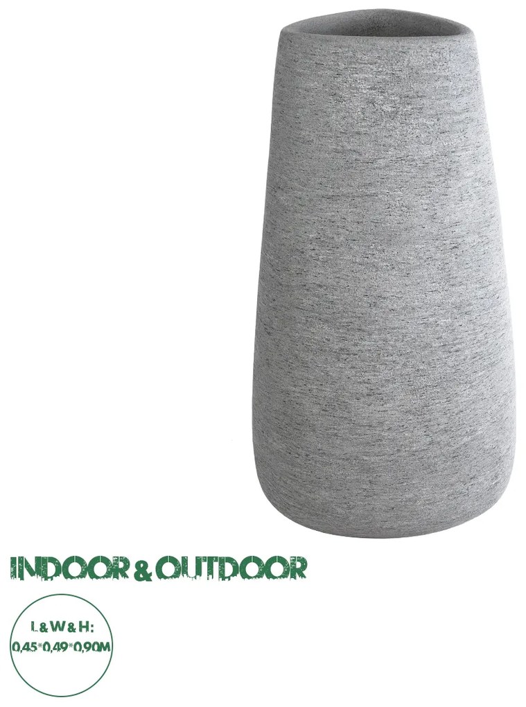 20795 GloboStar®  Artificial Garden OXFORD 20795 Επιδαπέδιο Πολυεστερικό Τσιμεντένιο Κασπώ Γλάστρα - Flower Pot Γκρι Μ45 x Π49 x Υ90cm