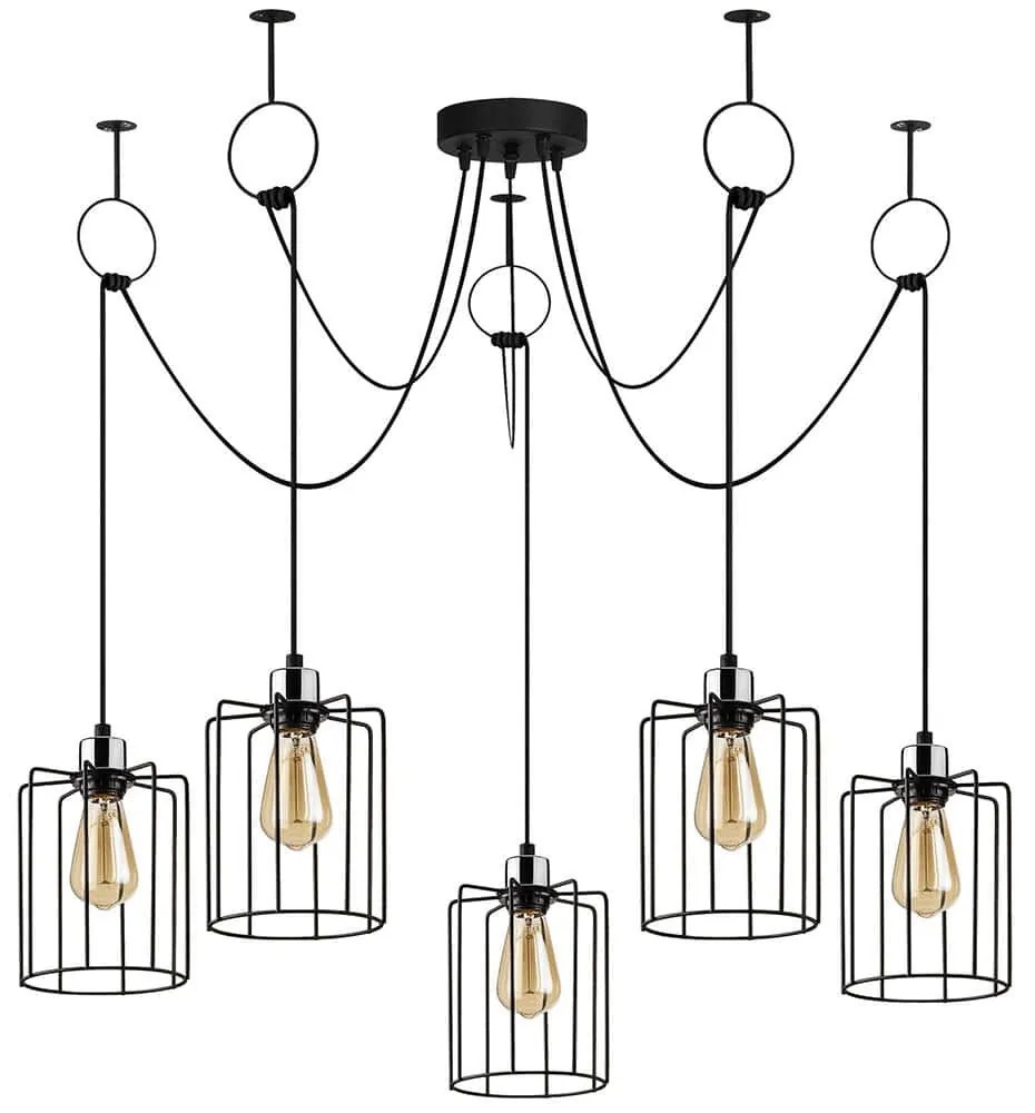 Φωτιστικό Οροφής Tel 892OPV1701 Φ116x131cm 5xE27 40W Black Opviq