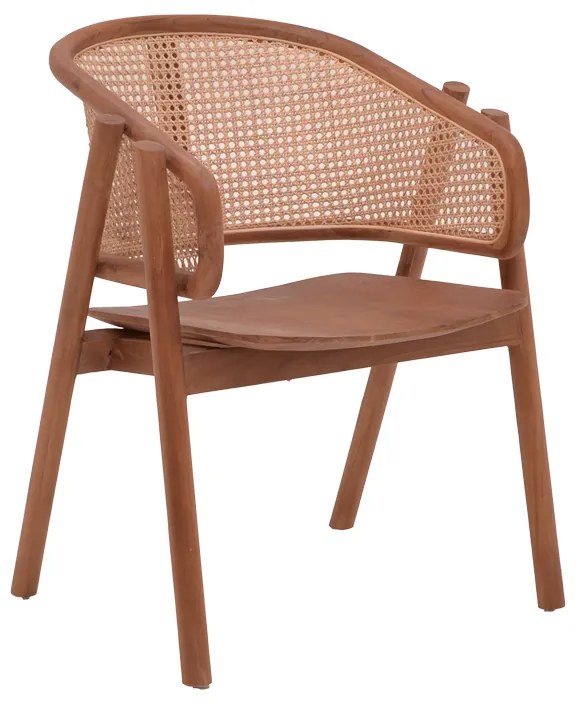 Intrahome Πολυθρόνα Anlene Intrahome σκελετός teak ξύλο σε καρυδί απόχρωση με φυσικό rattan 62x54x82εκ | SKU: INTRAPA-447111113