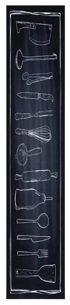 vidaXL Χαλί Κουζίνας Toile Μαύρο 300 x 60 εκ Βελούδο