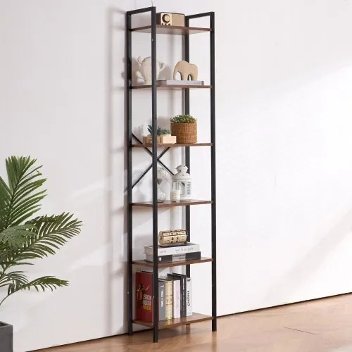VEVOR Metal Bookshelf Rustic Bookshelf 6-Tier for Living room Bedroom &amp; Office